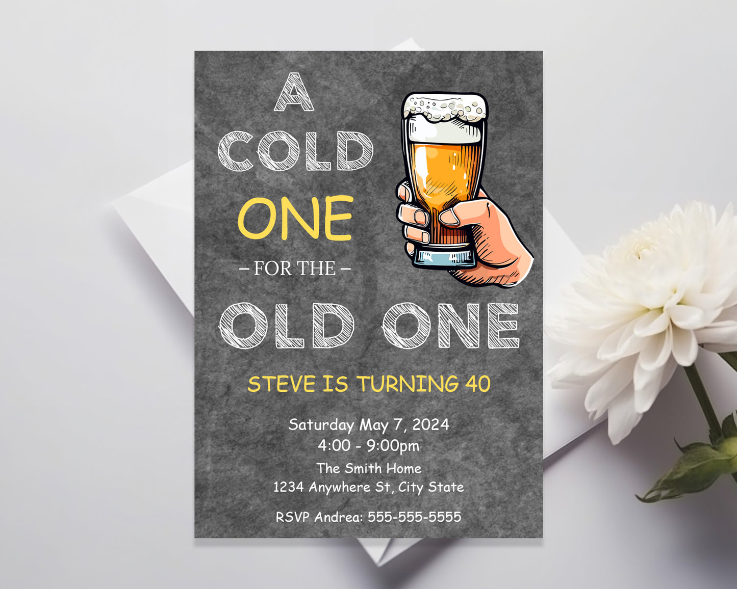 A Cold One For The Old One Birthday Invitation