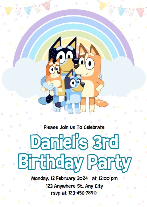 Bluey Editable Birthday Invitation