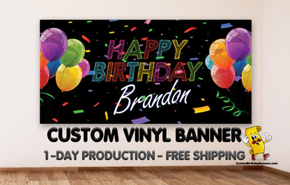 Personalized Birthday Banner, Happy Birthday, Custom Birthday Banner, Birthday Decorations, Full Color Banner 1 Day Production Free Shipping