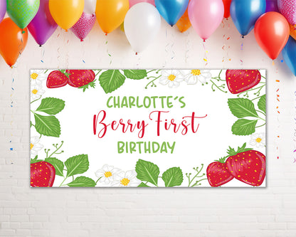 Berry First Personalized Birthday Banner