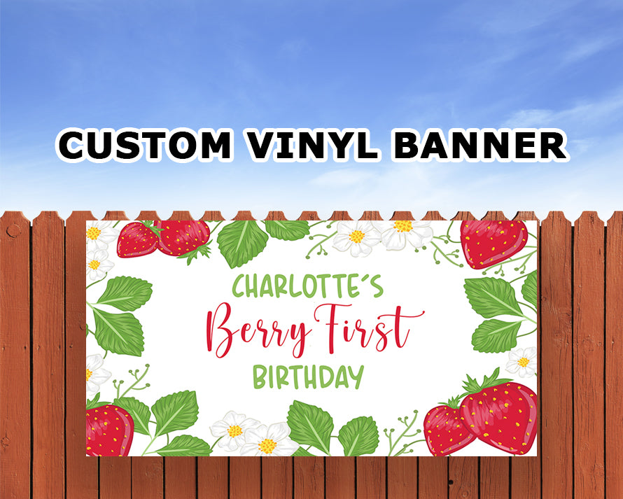 Berry First Personalized Birthday Banner