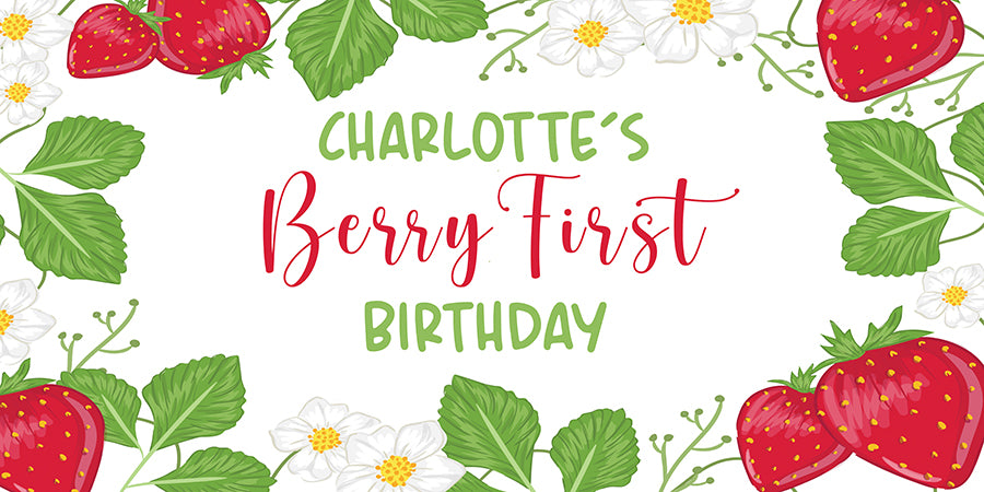 Berry First Personalized Birthday Banner