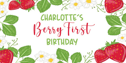 Berry First Personalized Birthday Banner