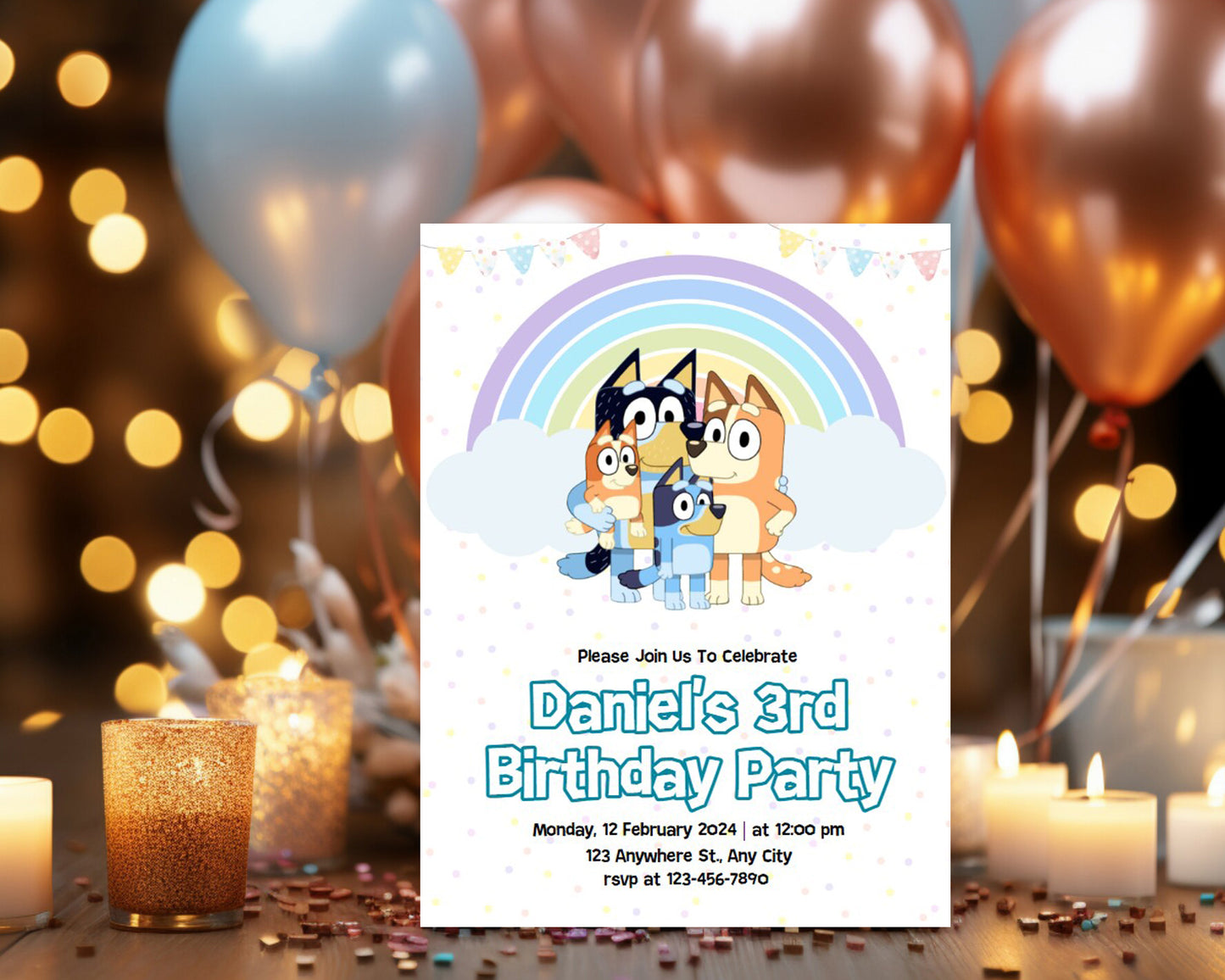 Bluey Personalized Birthday Invitation