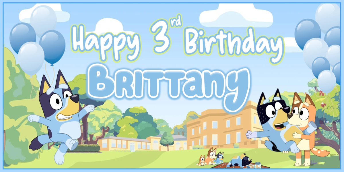 Bluey Cartoon Personalized Birthday Banner