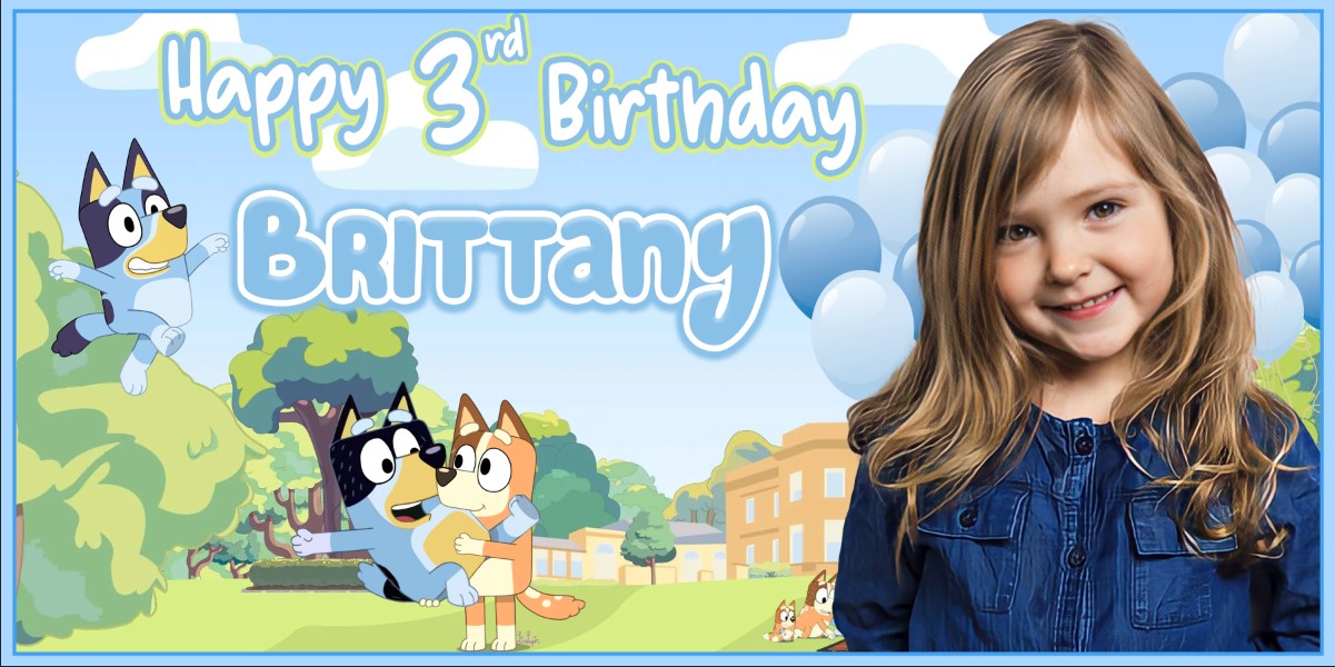 Bluey Personalized Birthday Banner With Photo