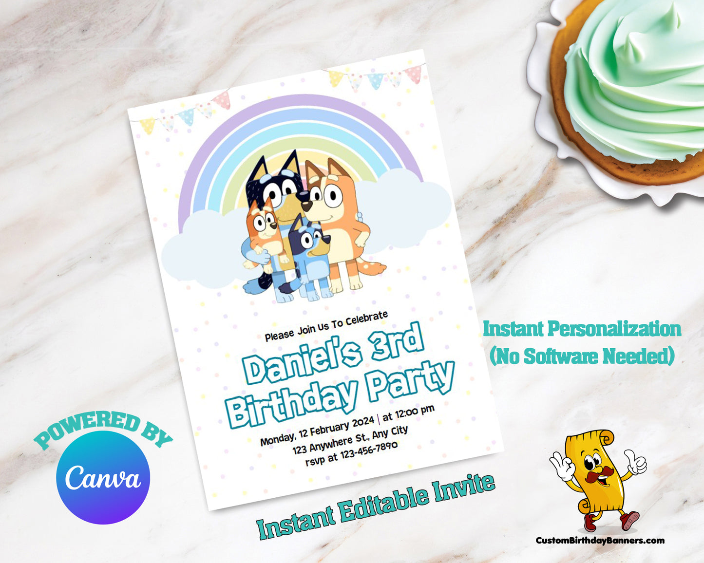 Bluey Editable Birthday Invitation