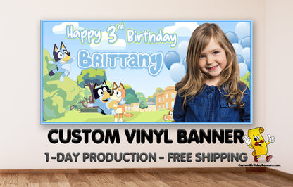 Bluey Personalized Birthday Banner With Photo