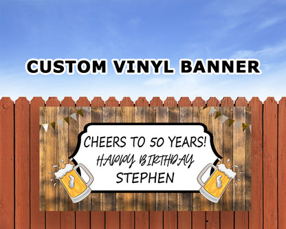 Cheers To 50 Years Personalized Birthday Banner