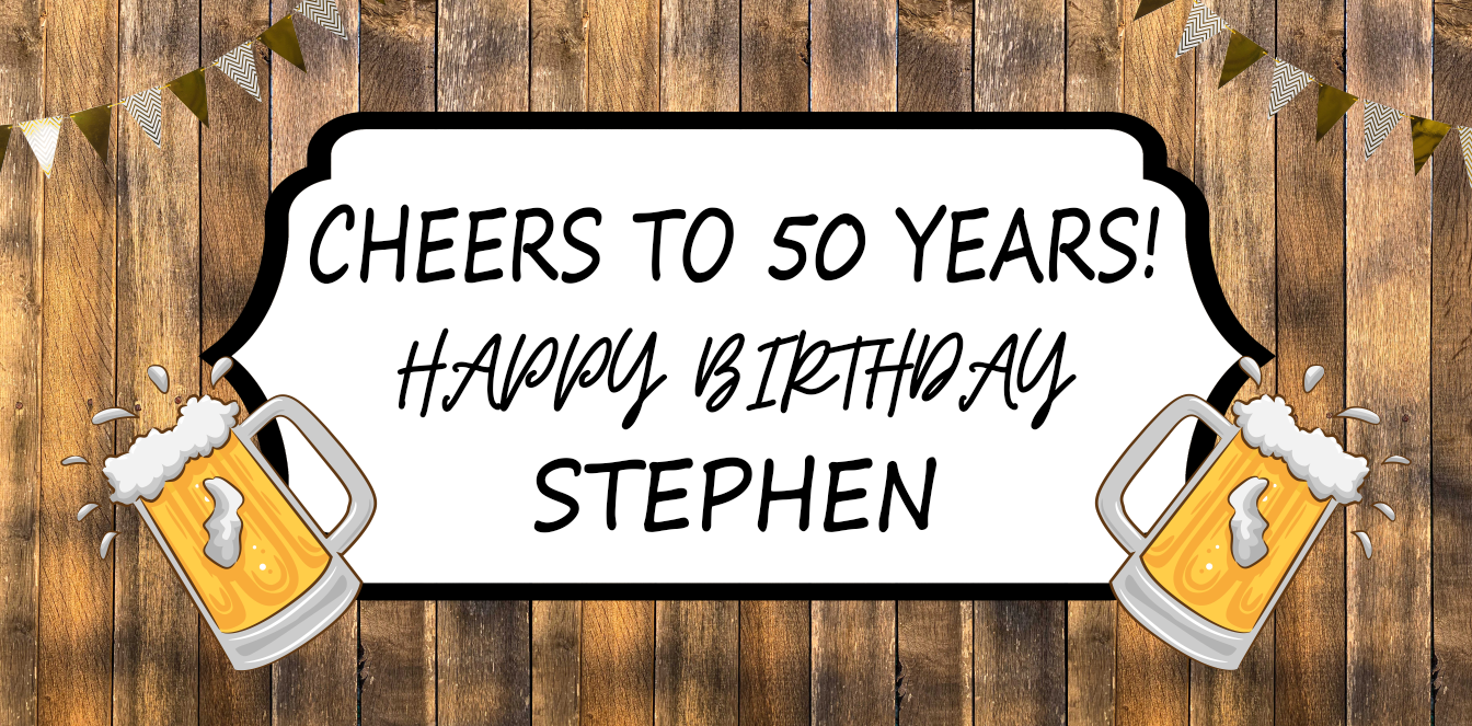 Cheers To 50 Years Personalized Birthday Banner