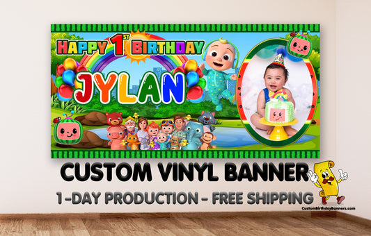 Cocomelon Personalized Birthday Banner With Photo