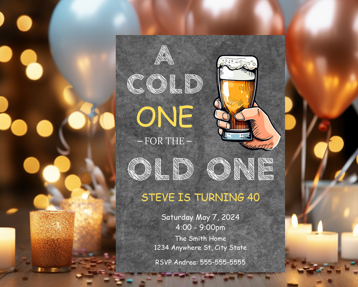 A Cold One For The Old One Birthday Invitation