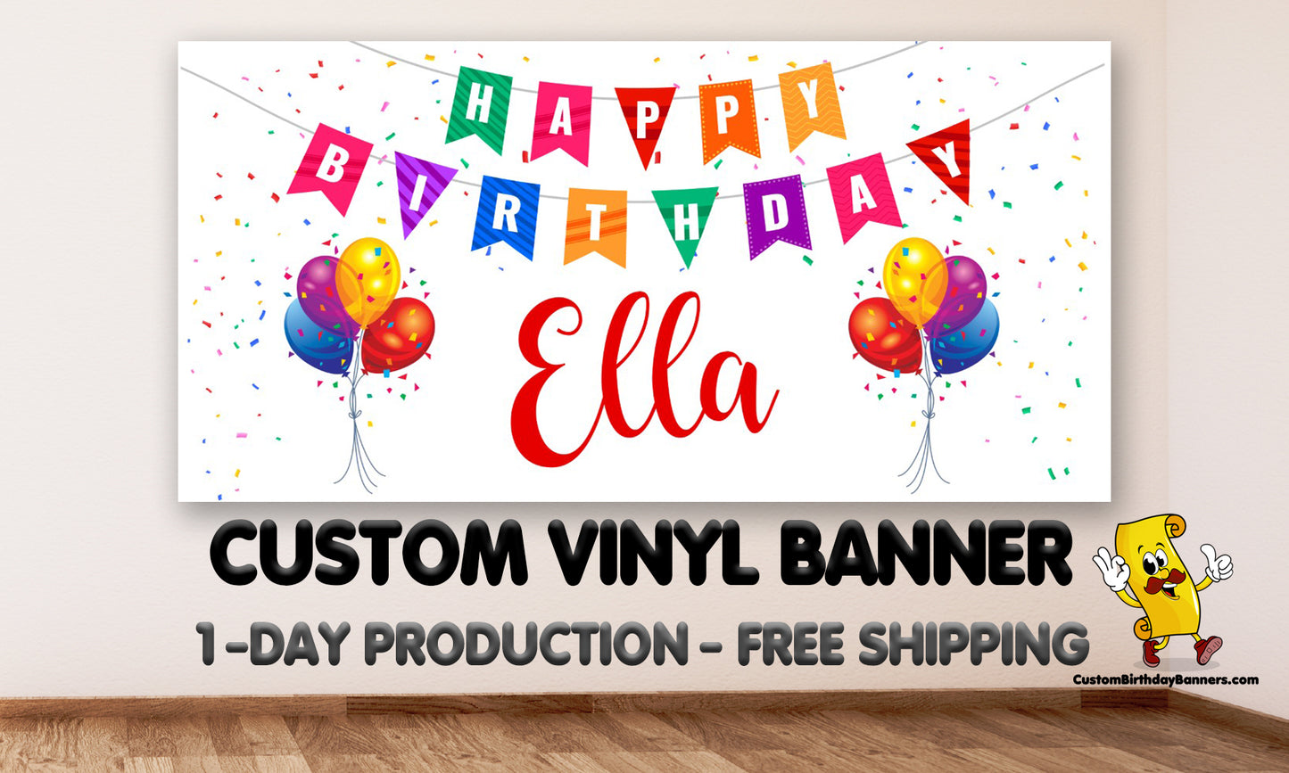 Balloon Theme Personalized Birthday Banner