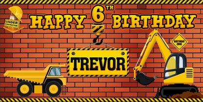 Construction Theme Personalized Birthday Banner