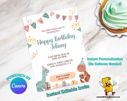 Dinosaur Birthday Party Personalized Invitation