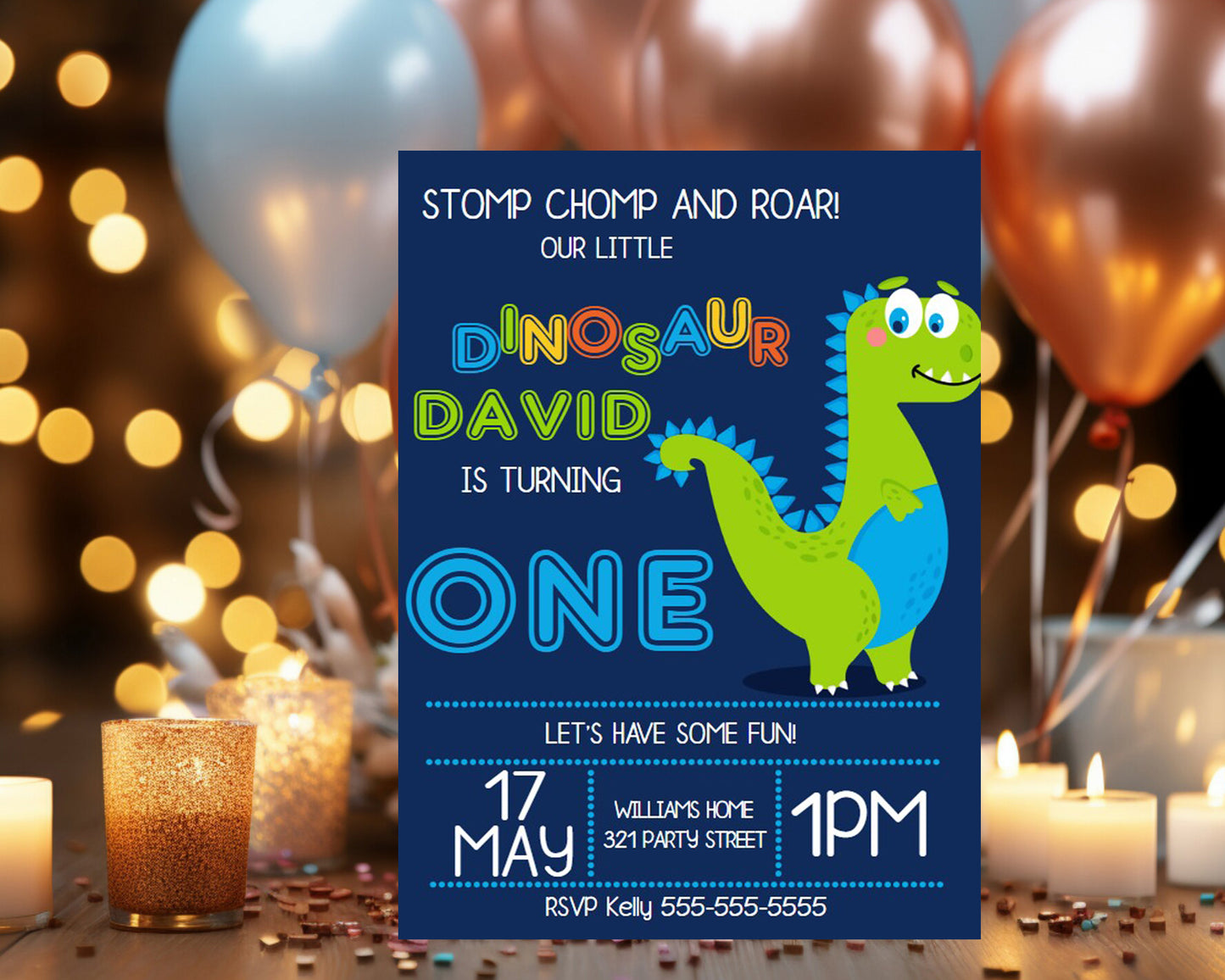 Dinosaur Birthday Party Personalized Invitation