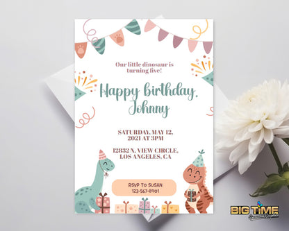 Dinosaur Birthday Party Personalized Invitation