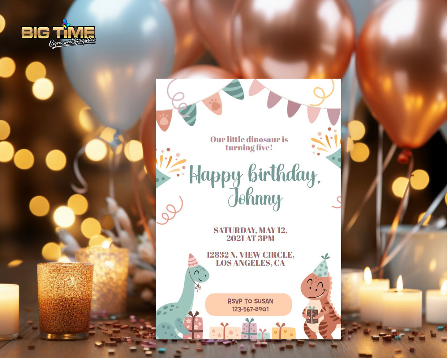 Dinosaur Birthday Party Personalized Invitation