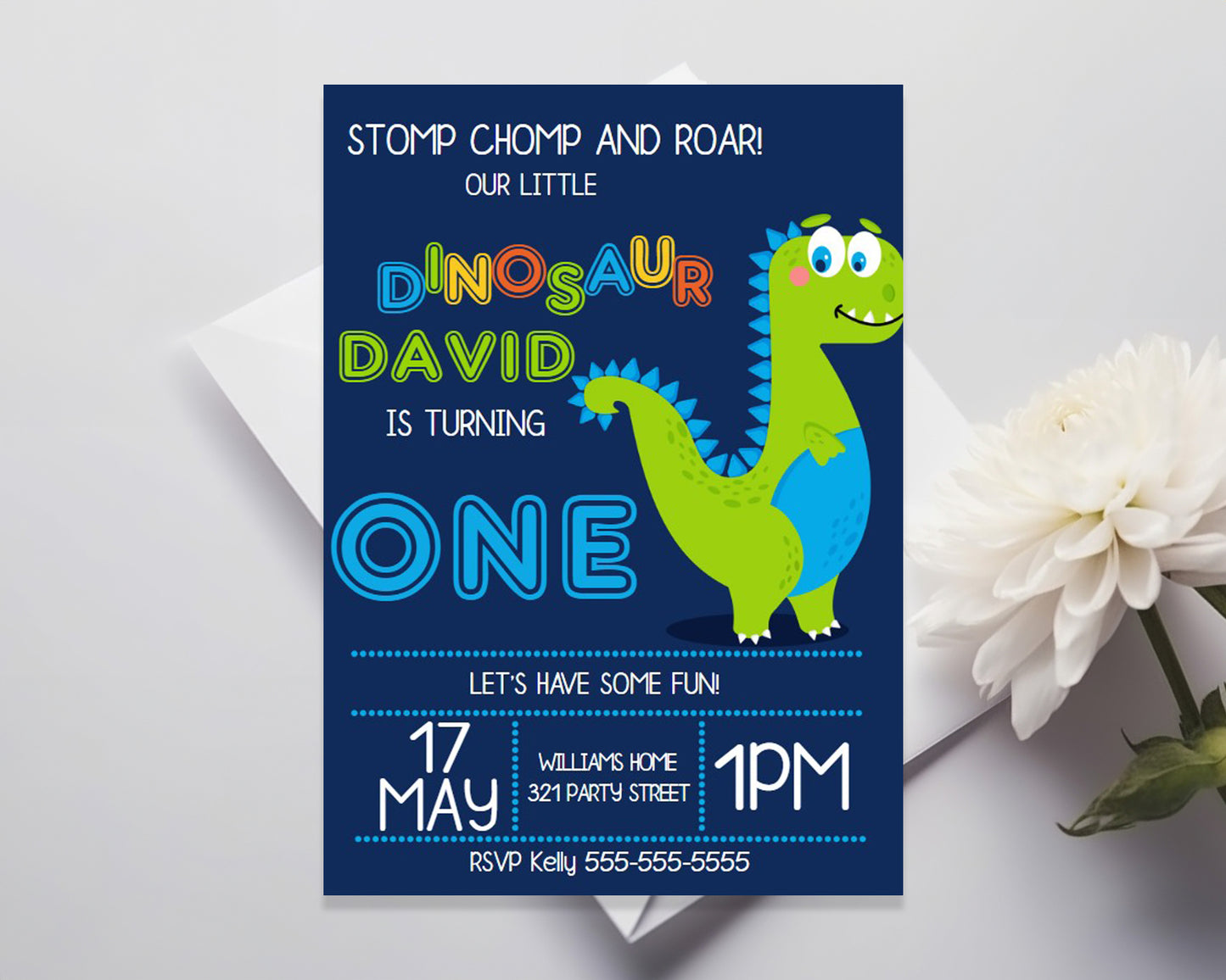 Dinosaur Birthday Party Personalized Invitation