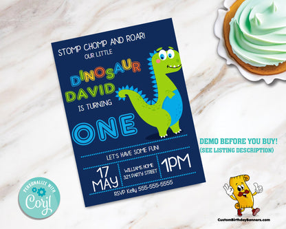 Dinosaur Birthday Party Personalized Invitation