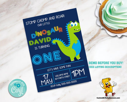 Dinosaur Birthday Party Editable Invitation