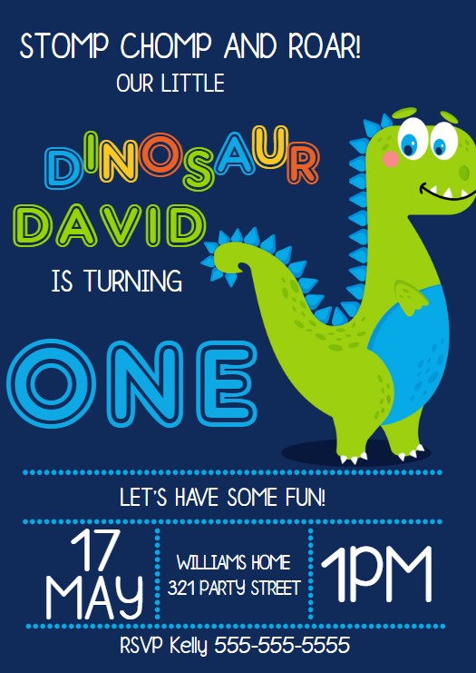 Dinosaur Birthday Party Personalized Invitation