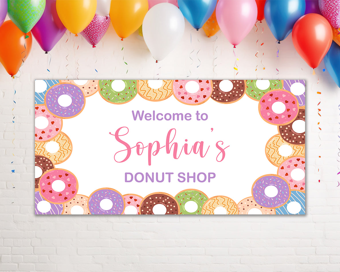 Donut Shop Personalized Birthday Banner