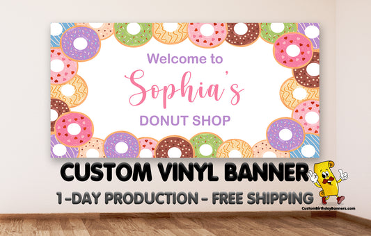 Donut Shop Personalized Birthday Banner