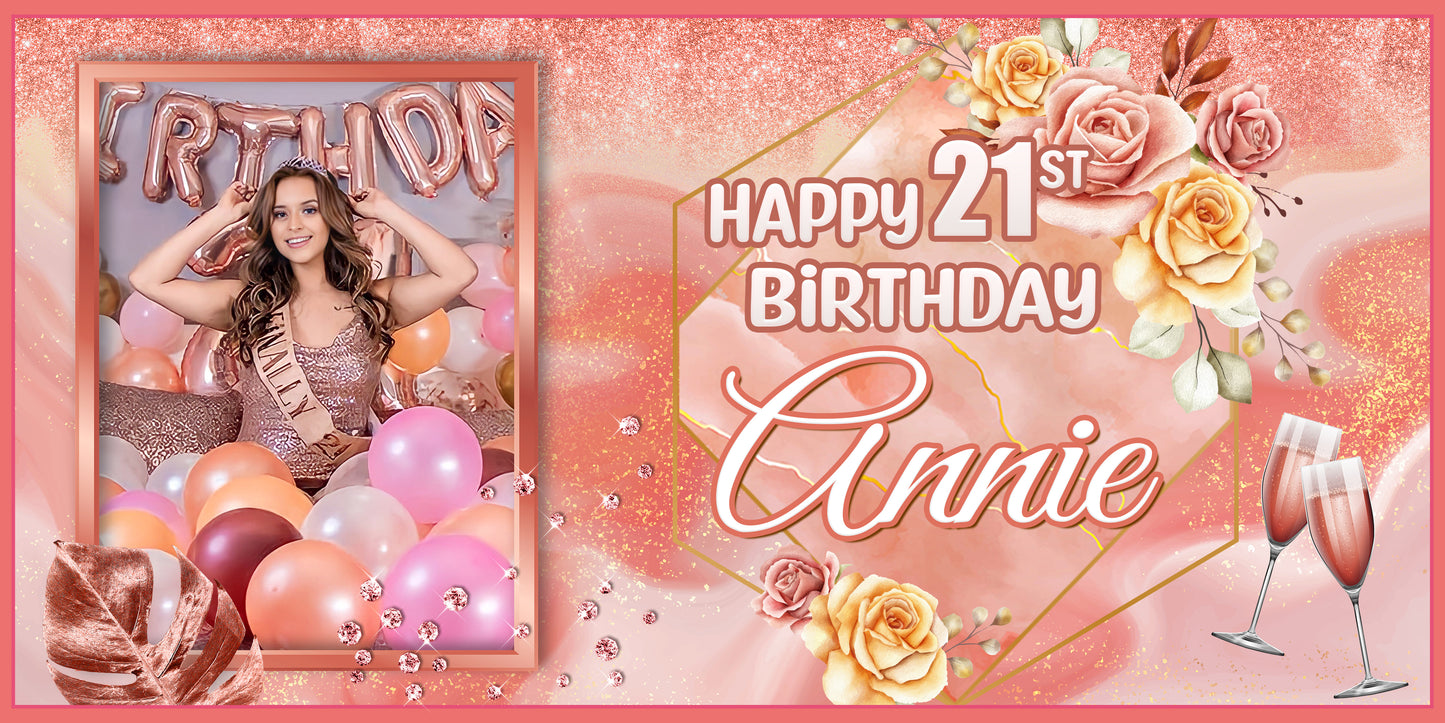 Birthday Rose Gold Custom Banner - Free Shipping!