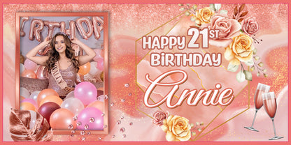 Birthday Rose Gold Custom Banner - Free Shipping!