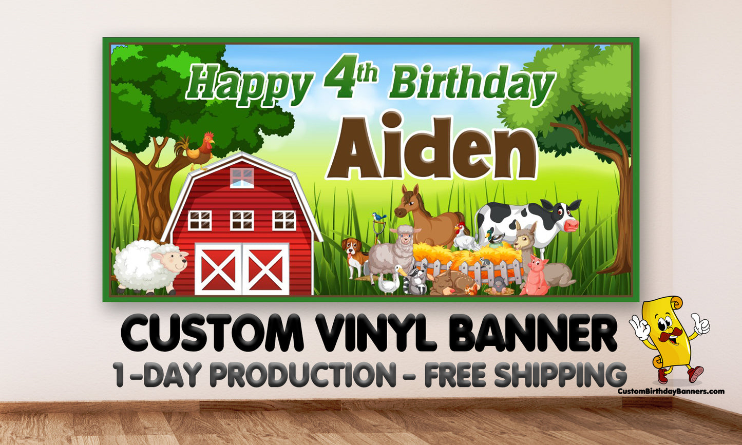 Farm Animal Birthday Personalized Banner