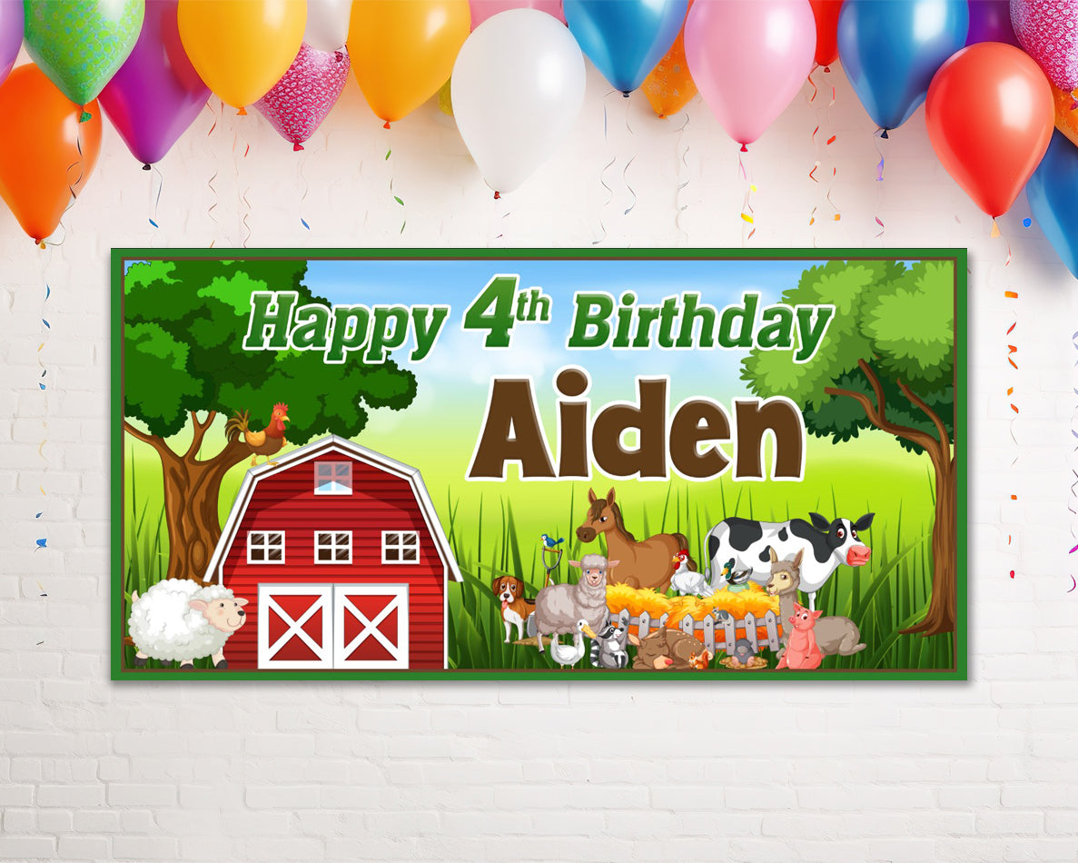 Farm Animal Birthday Personalized Banner