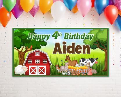 Farm Animal Birthday Personalized Banner