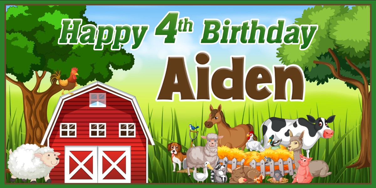 Farm Animal Birthday Personalized Banner