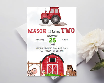 Farm Themed Personalized Birthday Invitation