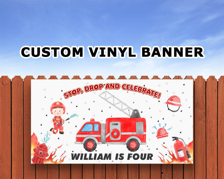 Fire Truck Personalized Birthday Banner