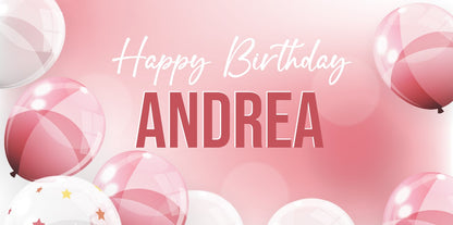 Pink Balloon Personalized Birthday Banner