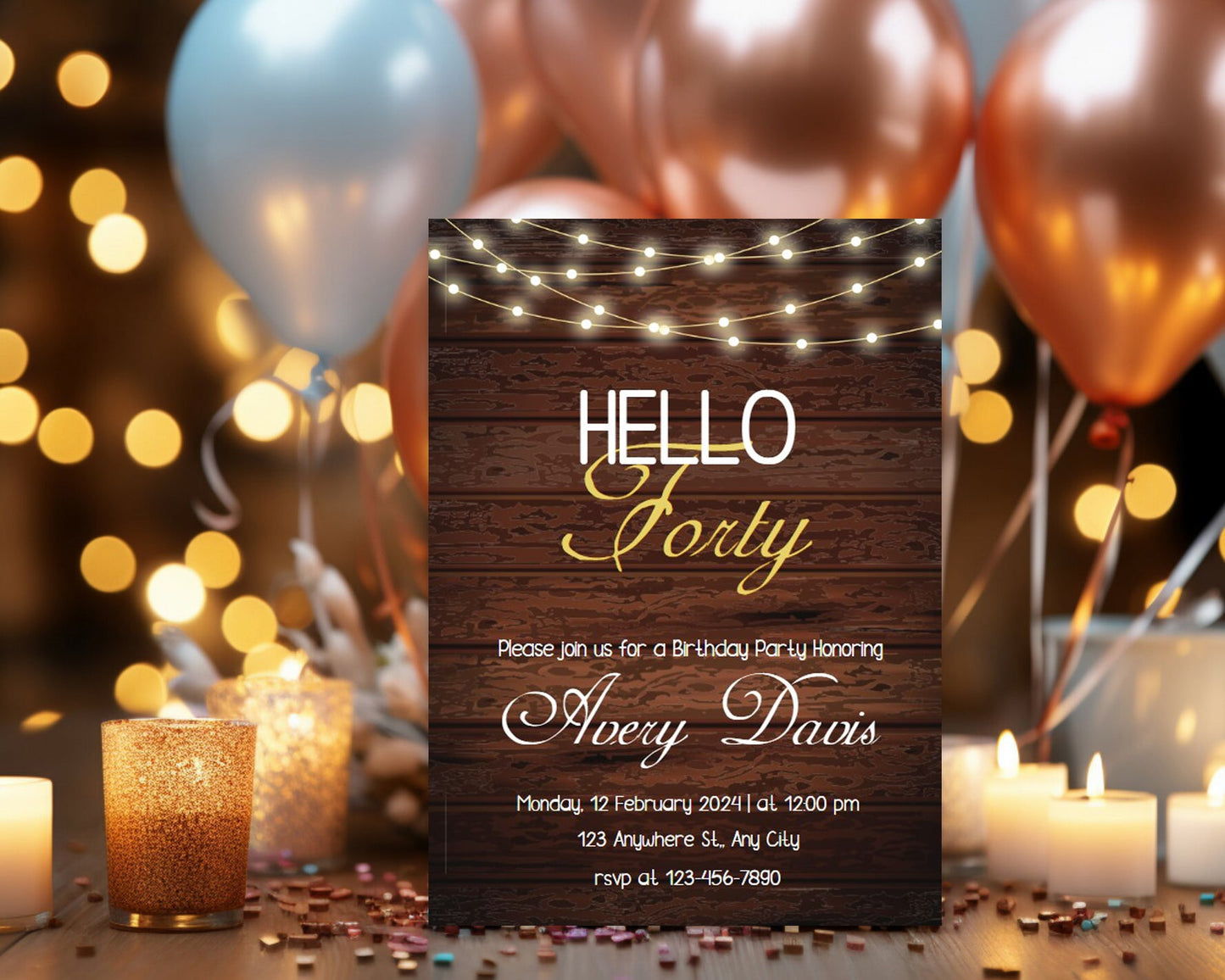 Fortieth Birthday Party Editable Invitation