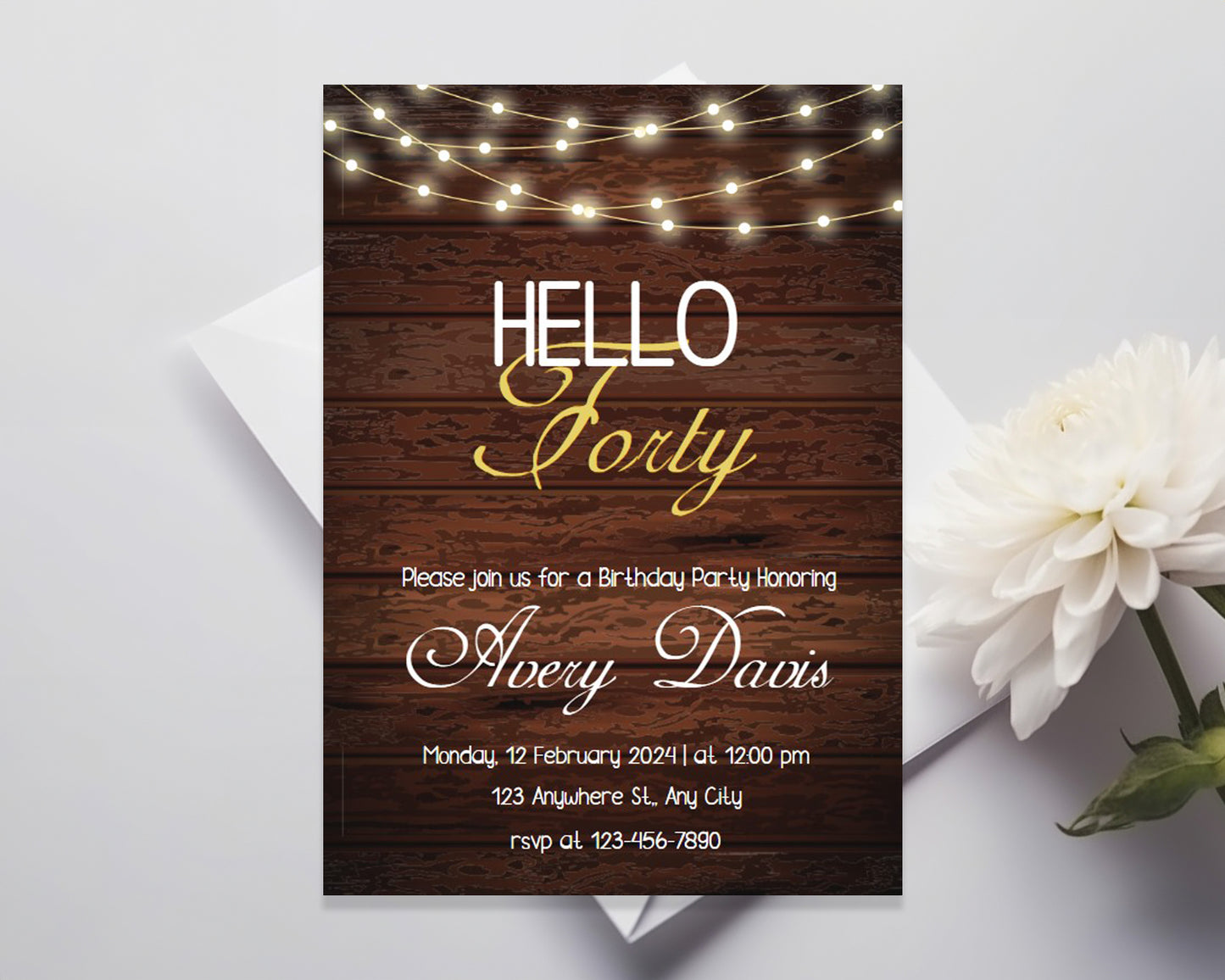 Fortieth Birthday Party Personalized Invitation