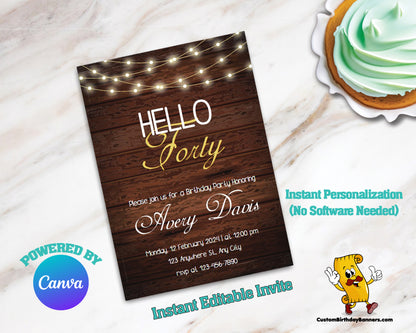 Fortieth Birthday Party Editable Invitation