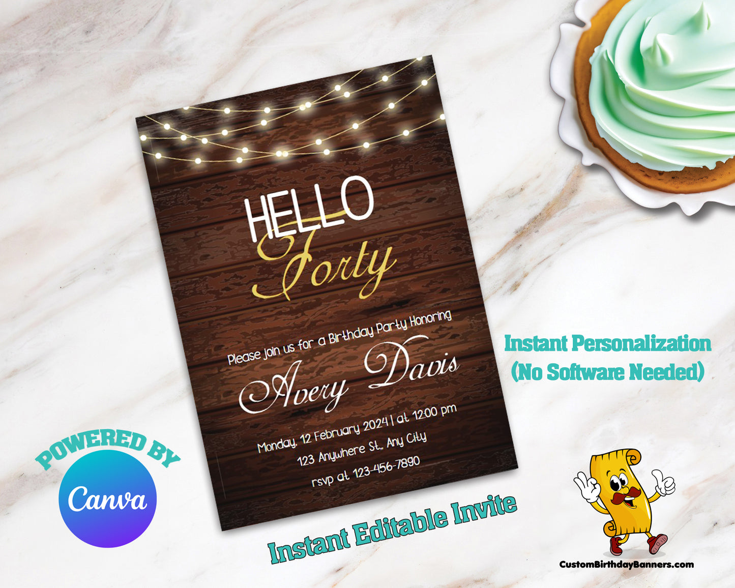 Fortieth Birthday Party Personalized Invitation