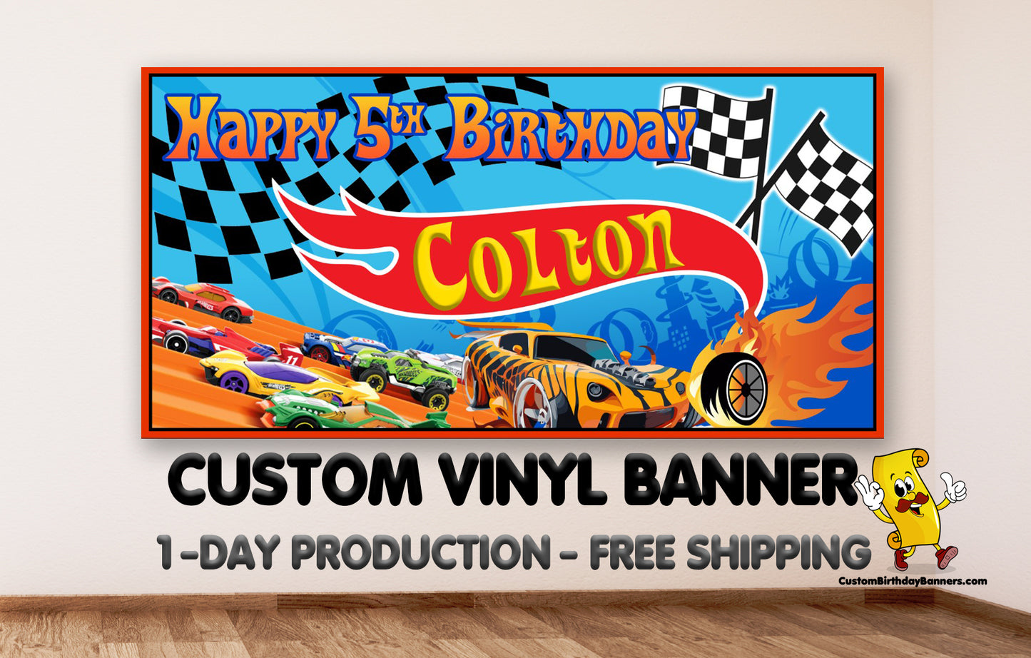 Hot Wheels Personalized Birthday Banner