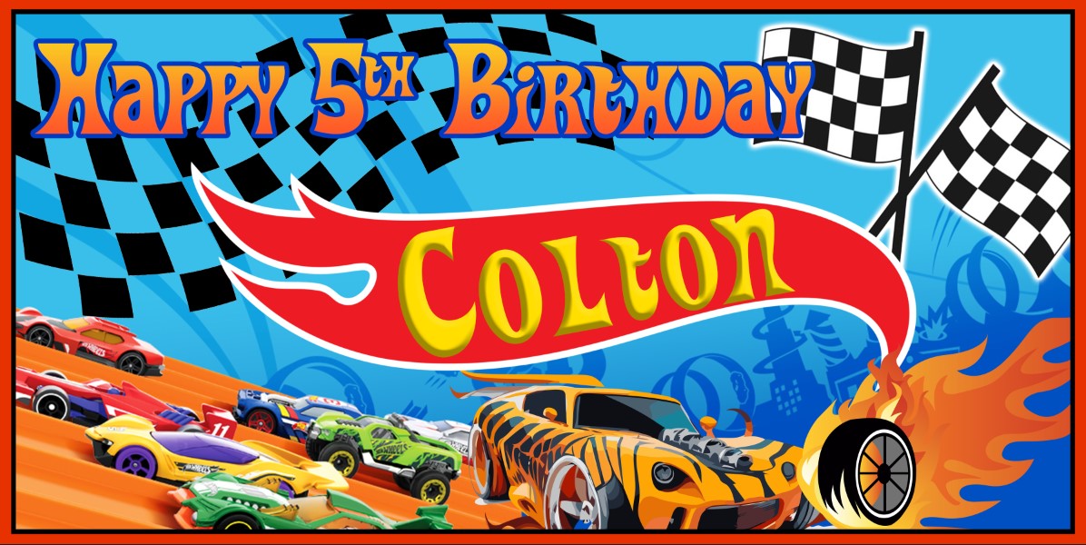 Hot Wheels Personalized Birthday Banner