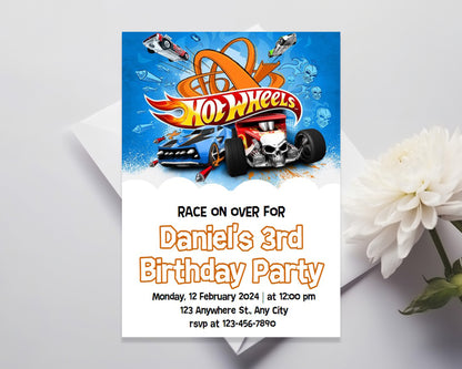 Hot Wheels Themed Birthday Party Invitation