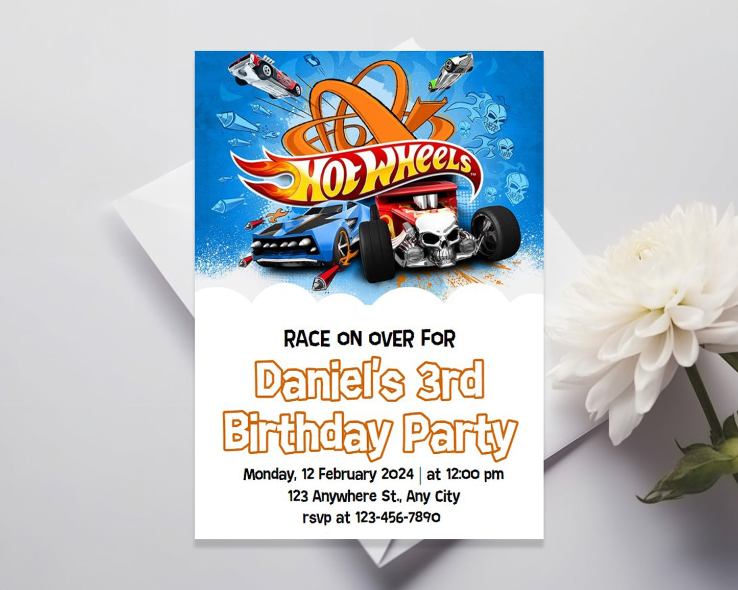 Hot Wheels Birthday Party Editable Invitation