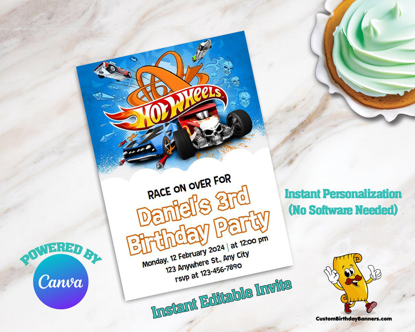 Hot Wheels Themed Birthday Party Invitation