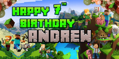 Minecraft Personalized Birthday Banner