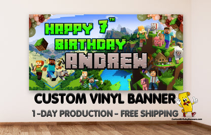 Minecraft Personalized Birthday Banner