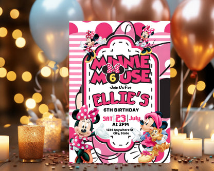 Minnie Mouse Birthday Editable Invitation