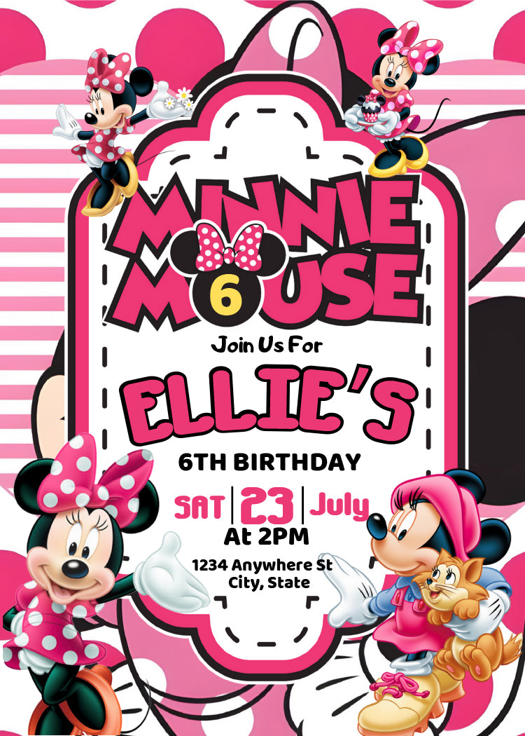 Minnie Mouse Birthday Editable Invitation